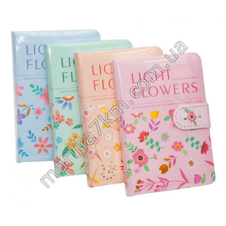 Блокнот A6 на застібці "Light Flowers" 9301-7 лінія (224 стор.) (12 шт. в уп.)