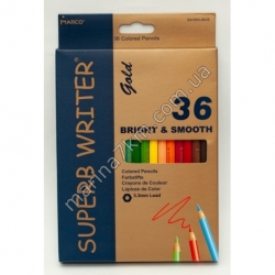 Олівці 12 кольорів шестигранні,Superd Writer Gold,E4100G-36CB,TM''Marco''