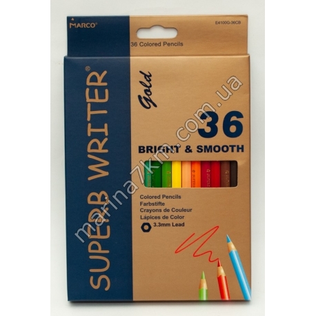 Олівці 12 кольорів шестигранні,Superd Writer Gold,E4100G-36CB,TM''Marco''